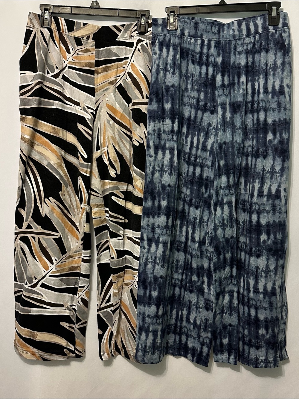 Denim & Co Beach Set of 2 Pants Tye Dye Tropical Womens Medium Wide Leg Comfort